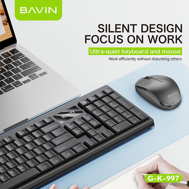 BAVIN G-K-997 Keyboard & Mouse Set / Computer & Laptop Compatible Bavin Wireless Keyboard With Free Wireless Mouse And Battery