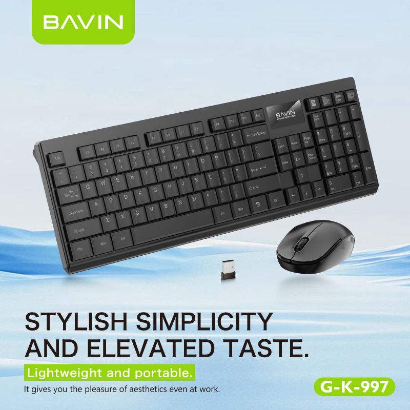 BAVIN G-K-997 Keyboard & Mouse Set / Computer & Laptop Compatible Bavin Wireless Keyboard With Free Wireless Mouse And Battery