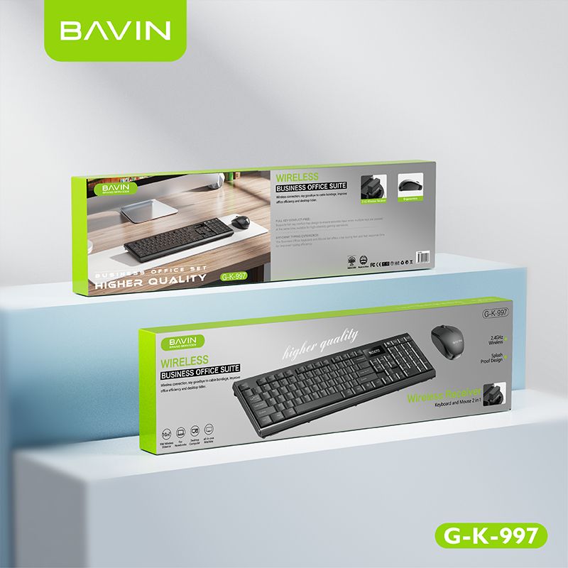 BAVIN G-K-997 Keyboard & Mouse Set / Computer & Laptop Compatible Bavin Wireless Keyboard With Free Wireless Mouse And Battery