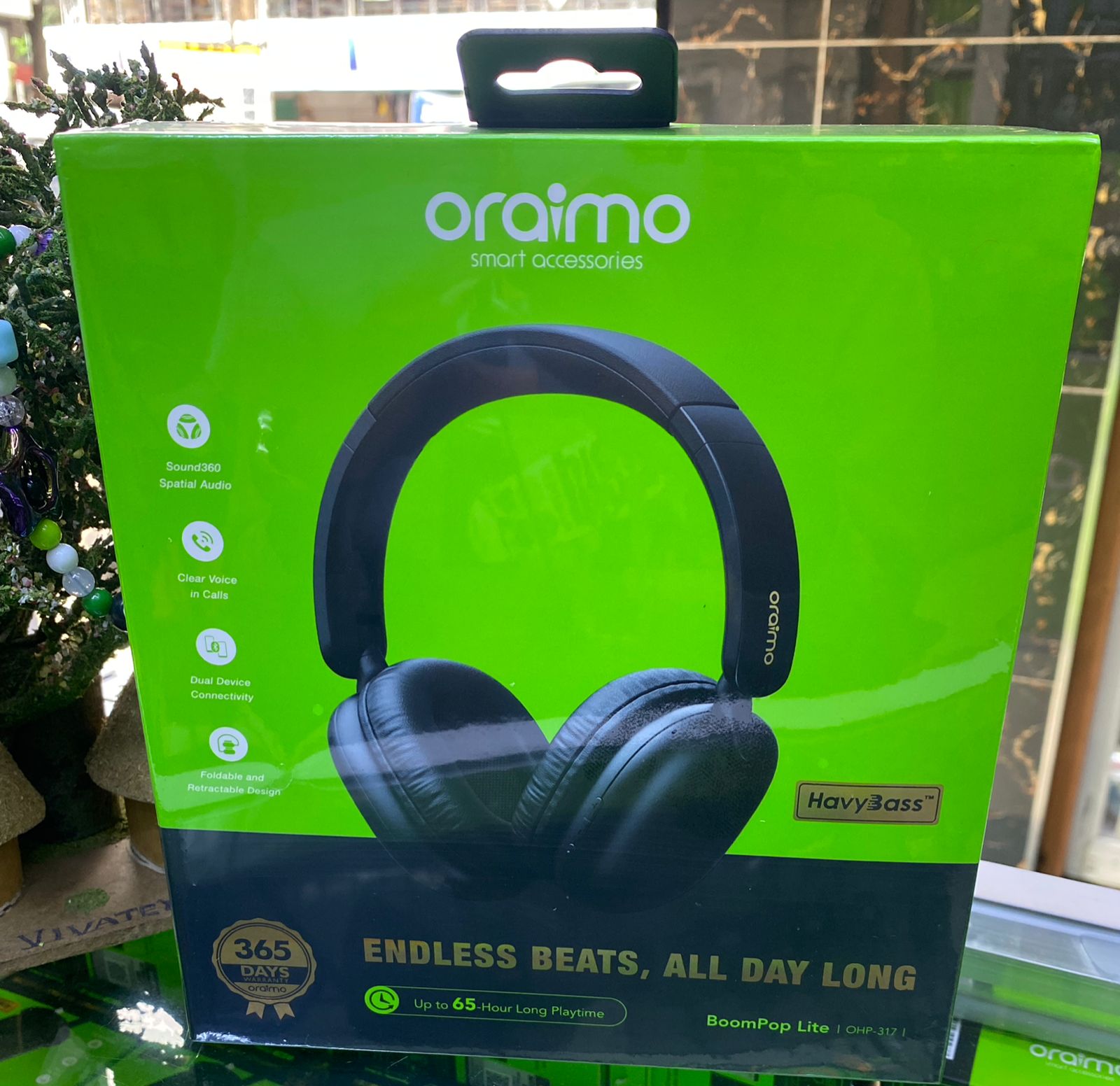 Over ear BoomPop Lite ENC Over-Ear Wireless Headphones deep bass, black wireless headphones light weight noise cancellation