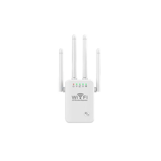 WiFi Extender Booster, WiFi Booster Range Extender with 6 Powerful Antennas, 2 LAN Ports, Repeater/Router/Ap Mode, Quick Setup, Compatible with All Internet Boxes