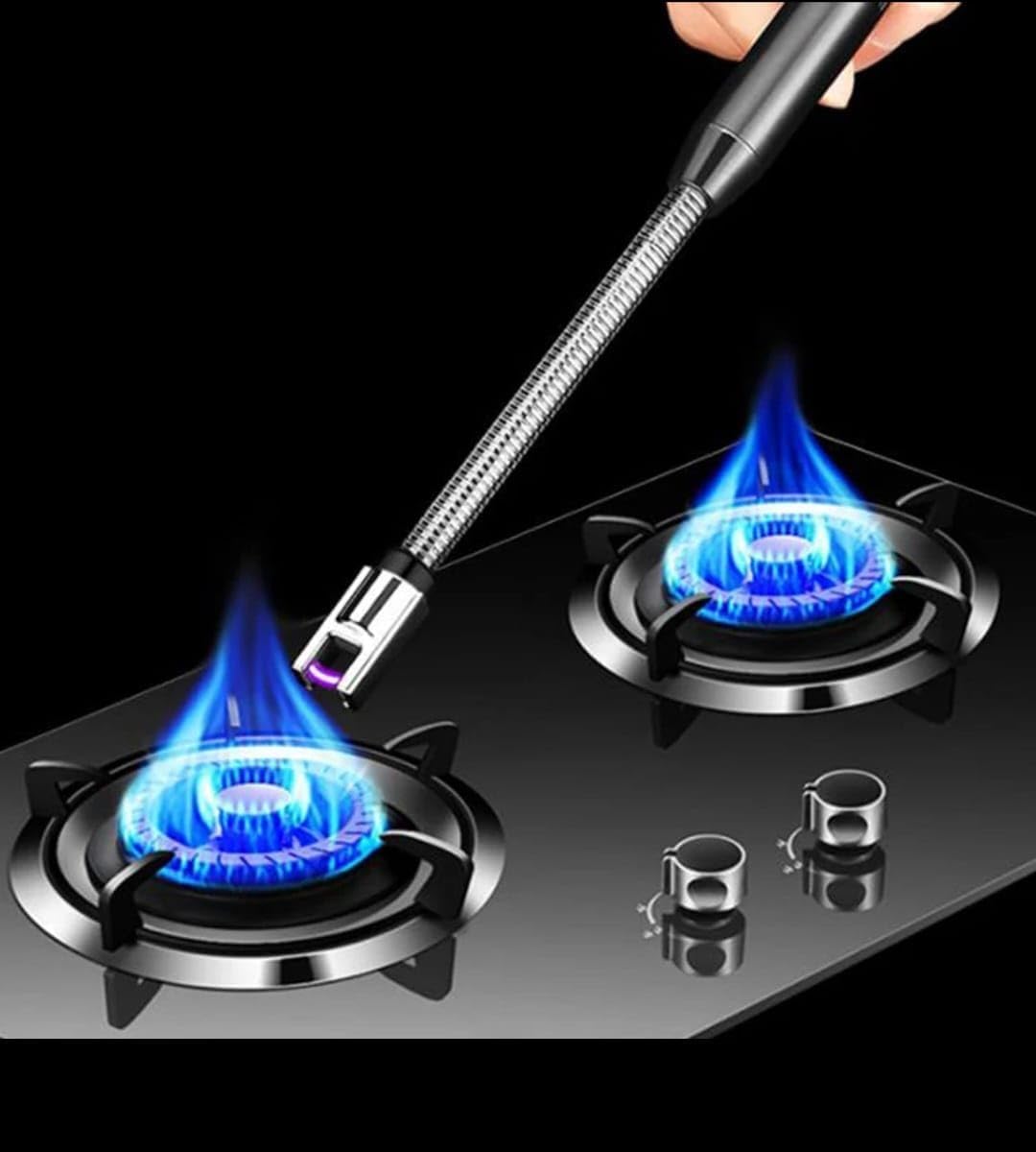 USB Rechargeable Electric Lighter for Kitchen, Pooja Room, Candles, BBQ, Cigars, Multi Purpose - 360 Degree Flexible & Windproof, Candle Lighters, Grill Lighters