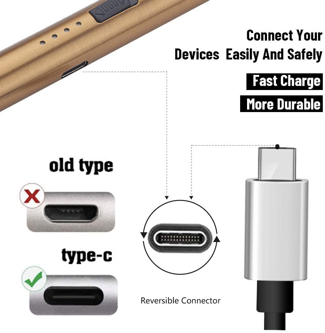 USB Rechargeable Electric Lighter for Kitchen, Pooja Room, Candles, BBQ, Cigars, Multi Purpose - 360 Degree Flexible & Windproof, Candle Lighters, Grill Lighters
