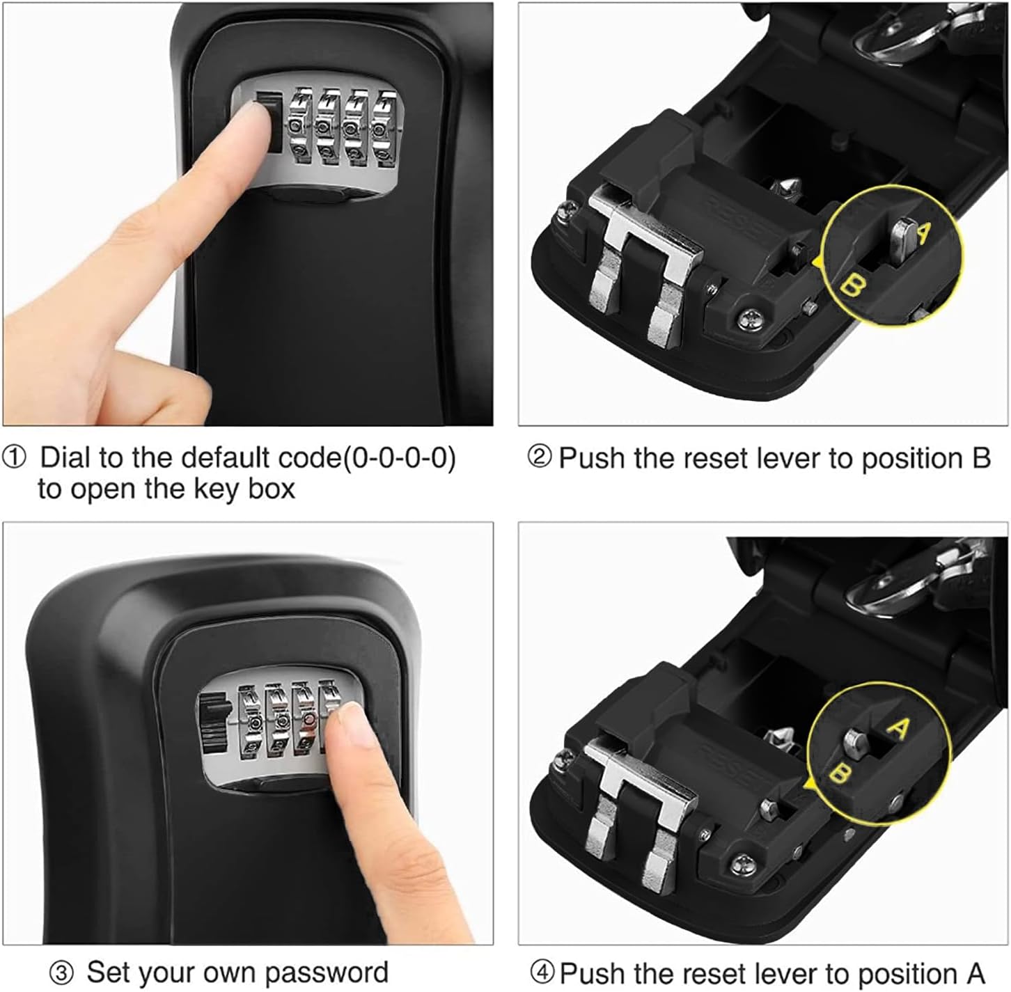 Key Lock Box, Resettable 4 Digit Combination Spare Key Safe Lock Box, Weatherproof Key Storage Security Lock Box Hide 5 Key, Wall Mounted Lock Box for Outside, Home, Office, Garage,
