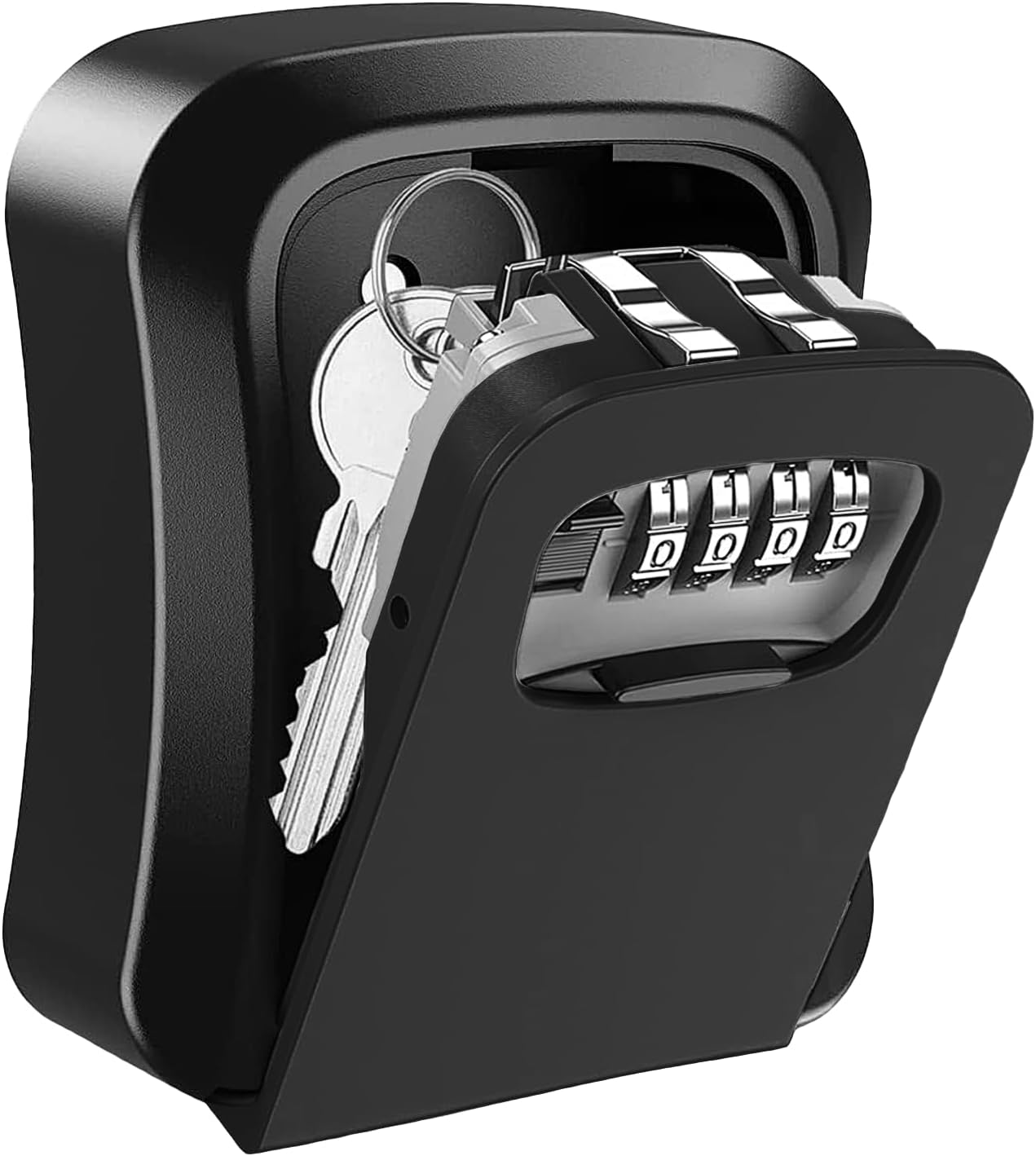 Key Lock Box, Resettable 4 Digit Combination Spare Key Safe Lock Box, Weatherproof Key Storage Security Lock Box Hide 5 Key, Wall Mounted Lock Box for Outside, Home, Office, Garage,