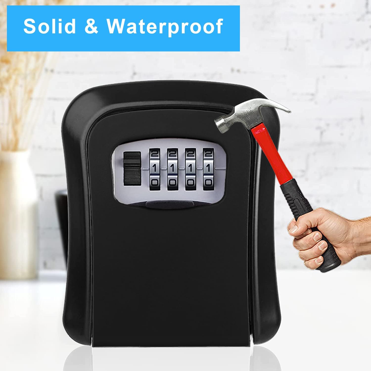 Key Lock Box, Resettable 4 Digit Combination Spare Key Safe Lock Box, Weatherproof Key Storage Security Lock Box Hide 5 Key, Wall Mounted Lock Box for Outside, Home, Office, Garage,