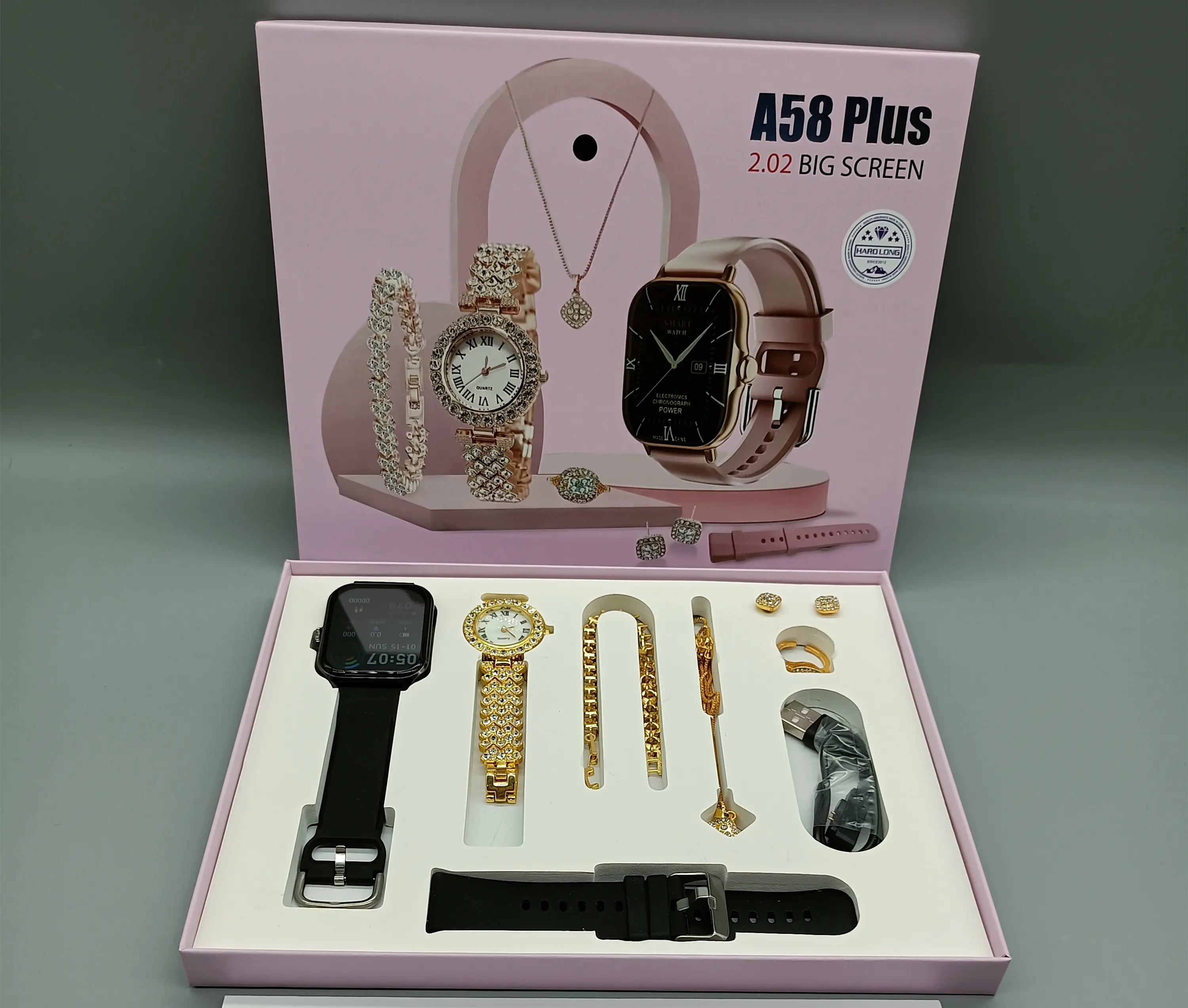 New Design A58 Plus Smart Watch HD Touch Screen 8 in 1 Ladies Gold Watch Combination Fitness Tracker NFC Women Smartwatch 2024