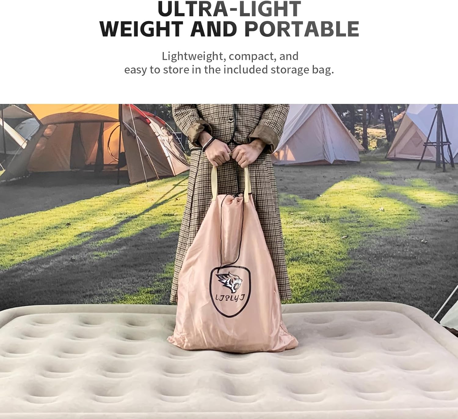 Twin Air Mattress with Built-in Pump, Inflatable Mattress with Storage Bag, Inflatable Blow Up Mattresses with Comfortable Soft Flocked Top,Blow up Mattresses for Camping, Guests & Indoor