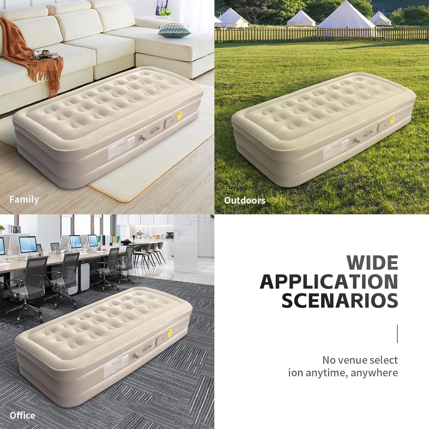 Twin Air Mattress with Built-in Pump, Inflatable Mattress with Storage Bag, Inflatable Blow Up Mattresses with Comfortable Soft Flocked Top,Blow up Mattresses for Camping, Guests & Indoor