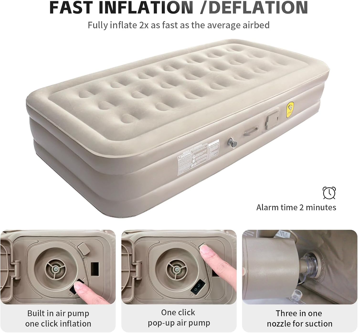 Twin Air Mattress with Built-in Pump, Inflatable Mattress with Storage Bag, Inflatable Blow Up Mattresses with Comfortable Soft Flocked Top,Blow up Mattresses for Camping, Guests & Indoor