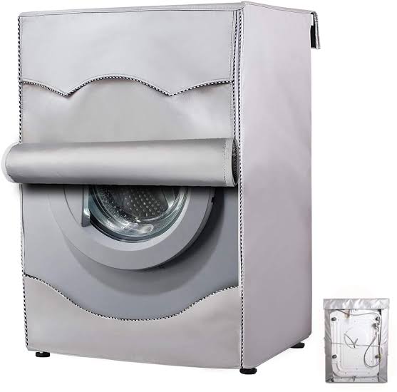 Washer/Dryer Cover,Zipper Design,Waterproof Dust-proof Moderately Sunscreen,(W27 D31 H38in) for Outdoor Top Load and Front Load Machine,Fit for Most 4-4.5 Cu.Ft Front-loading Machine (Silver)