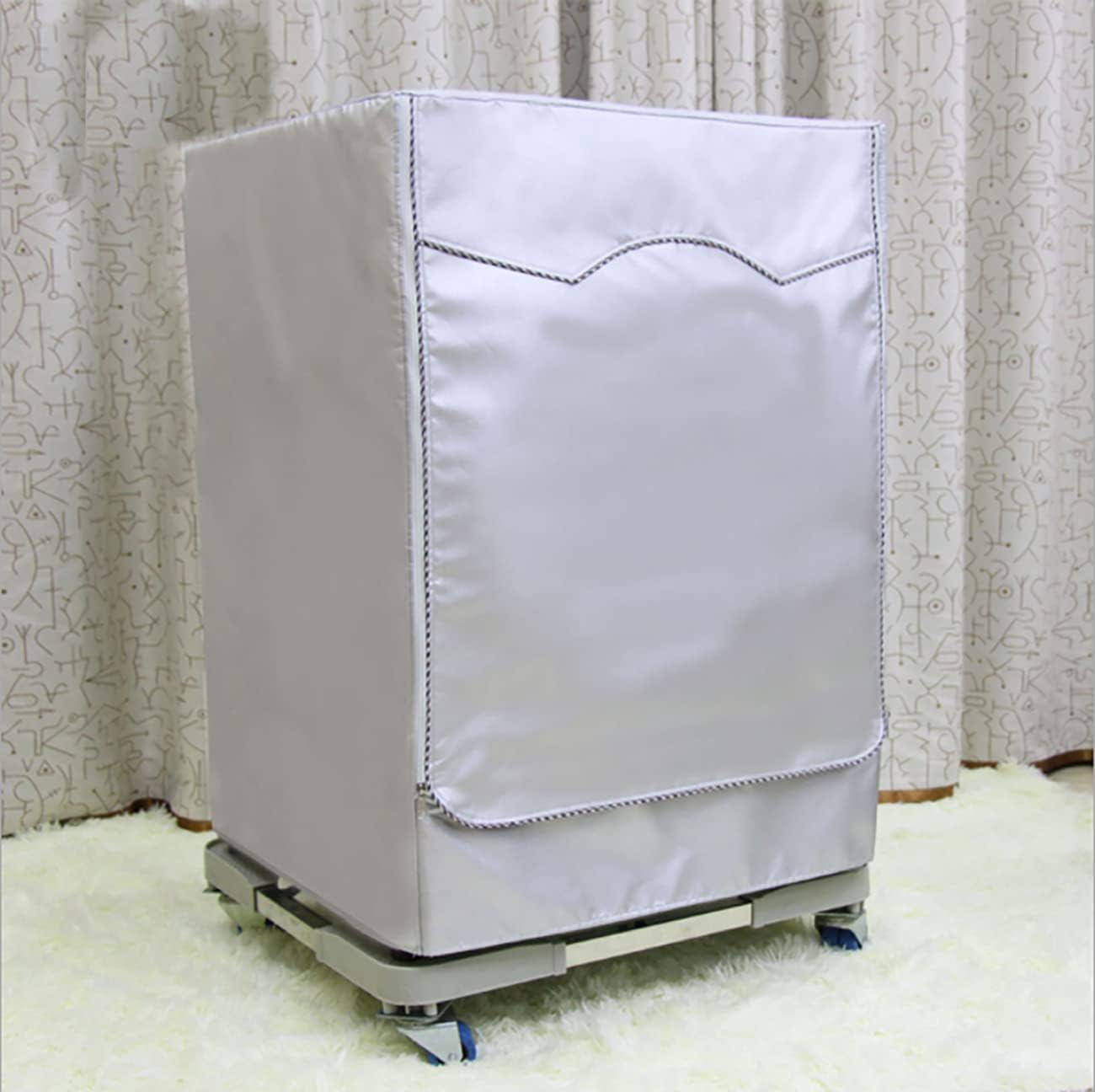 Washer/Dryer Cover,Zipper Design,Waterproof Dust-proof Moderately Sunscreen,(W27 D31 H38in) for Outdoor Top Load and Front Load Machine,Fit for Most 4-4.5 Cu.Ft Front-loading Machine (Silver)