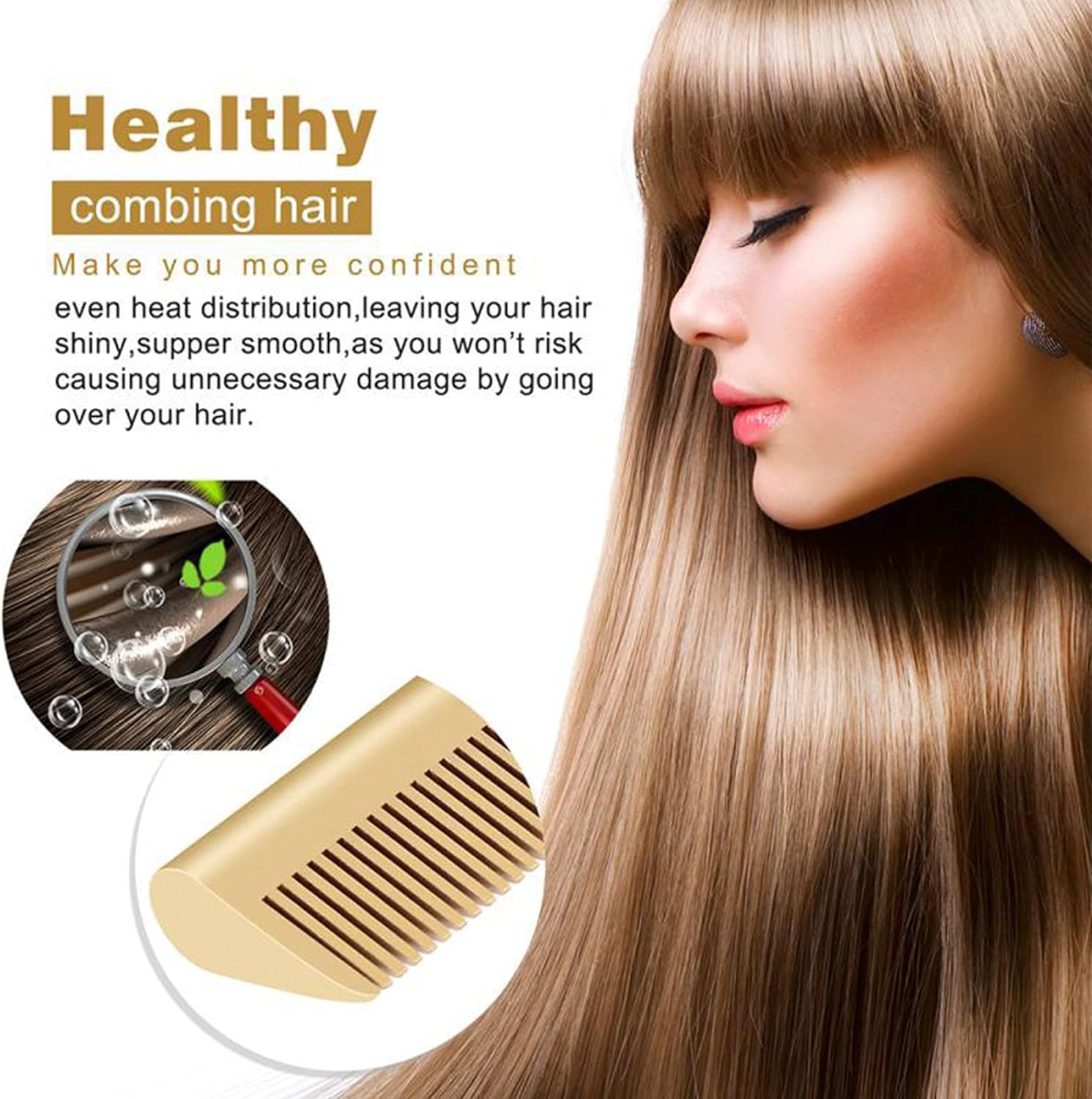 Hot Comb Electric Hair Straightener Heat Pressing Comb Ceramic Curling Flat Iron Curler for Wet and Dry Hair Come with Plastic Duck Bill Hair Clips and Heat Resistant Glove for Hair Styling