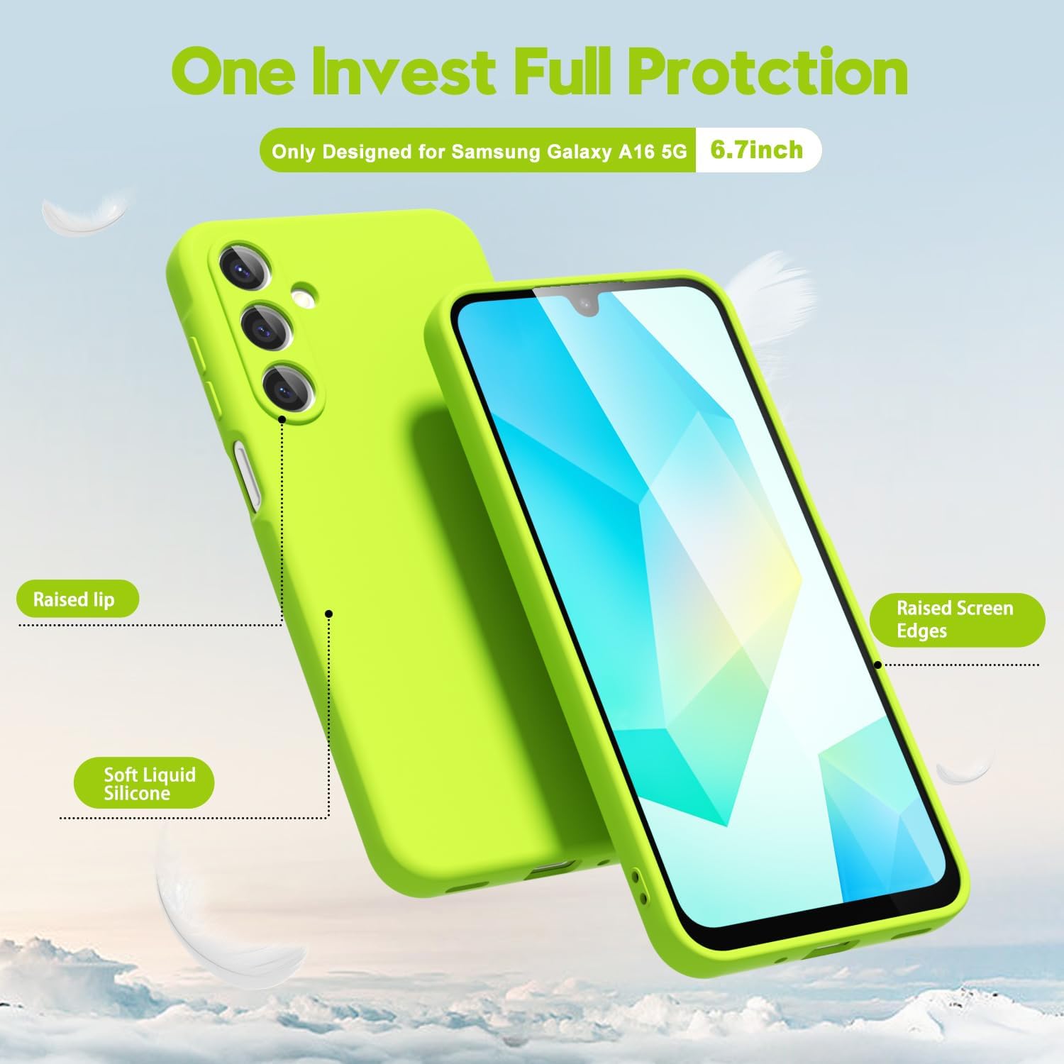 Samsung Galaxy A16 5G Case Silicone, Thin Slim Grip Soft Rubber Gel Protective Phone Case for Women, Matte Plain Solid Color Aesthetic Cute Girly Case