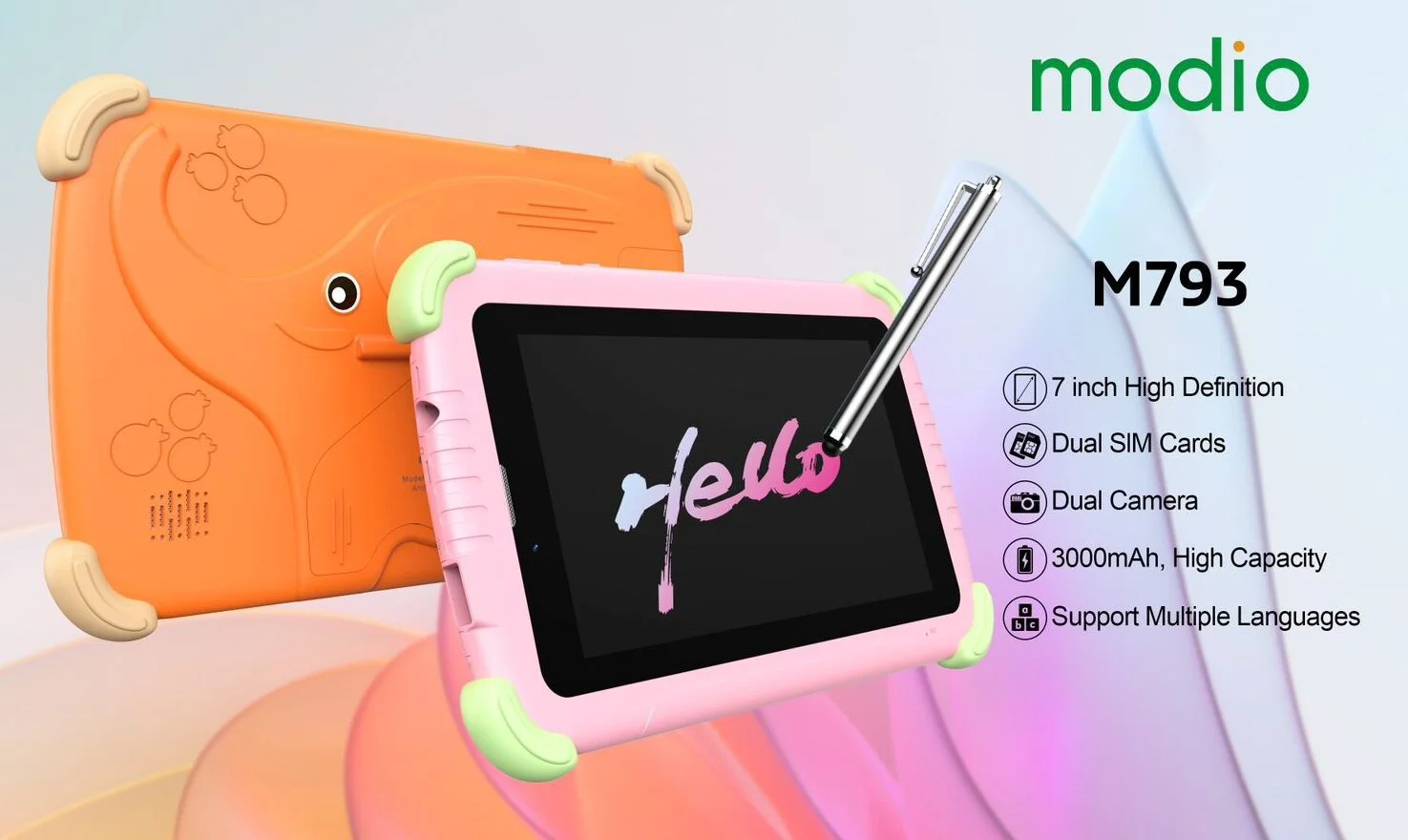 Modio M793 Kids Tablet, 6GB 256GB Wi-Fi Sim Card 7-inch