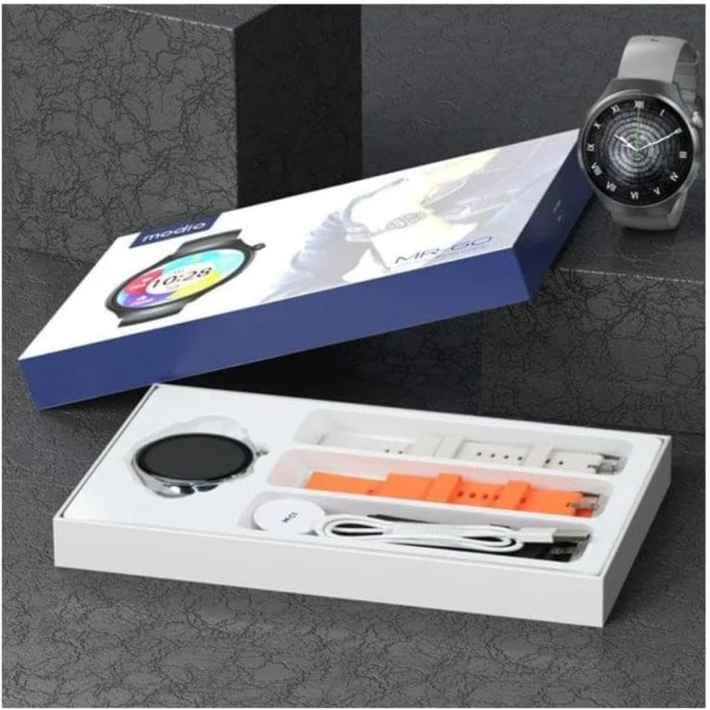 SMART WATCH MR 60, CURVED DISPLAY DESIGN 2.5D WITH WIRELESS CHARGER AND 3 PAIRS STRAP, STYLISH DESIGN, FOR MEN & WOMEN