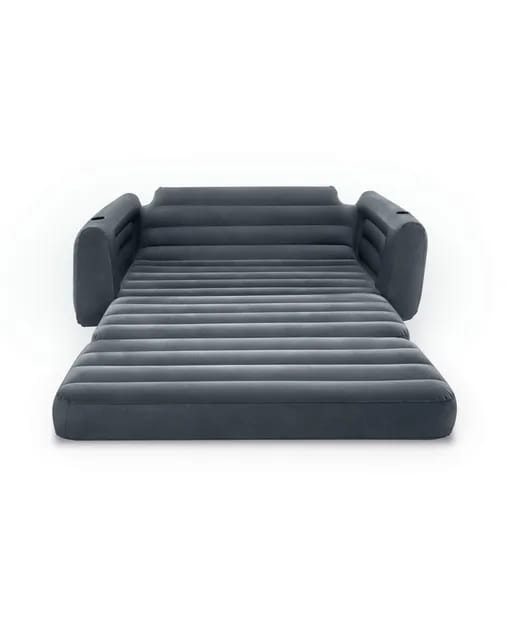 Inflatable 3 Seater with Queen Sized Pull-Out Sofa Bed, Gray - Air Mattress, Portable Couch, Lounge Chairs, Guest Beds 3 seater Intex Inflatable Pull-Out Sofa PLUS FREE Electric / Manual PUMP