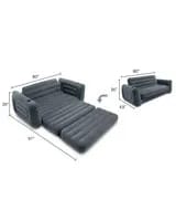 Inflatable 3 Seater with Queen Sized Pull-Out Sofa Bed, Gray - Air Mattress, Portable Couch, Lounge Chairs, Guest Beds 3 seater Intex Inflatable Pull-Out Sofa PLUS FREE Electric / Manual PUMP