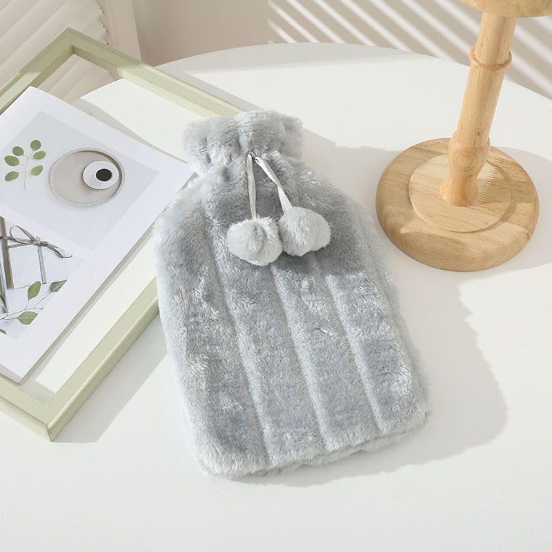 Hot Water Bottle with Soft Cover - 2L Large - Hot Water Bag for Pain Relief, Cramps, Back, Neck, Feet, Menstrual Cramps, Baby - Premium Cute Cover