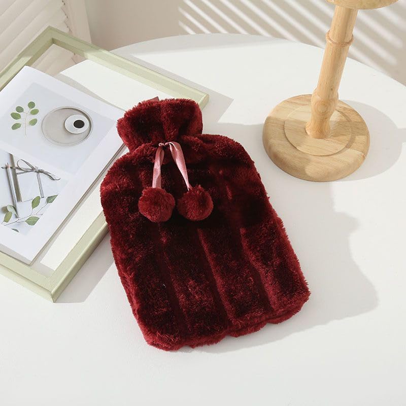 Hot Water Bottle with Soft Cover - 2L Large - Hot Water Bag for Pain Relief, Cramps, Back, Neck, Feet, Menstrual Cramps, Baby - Premium Cute Cover