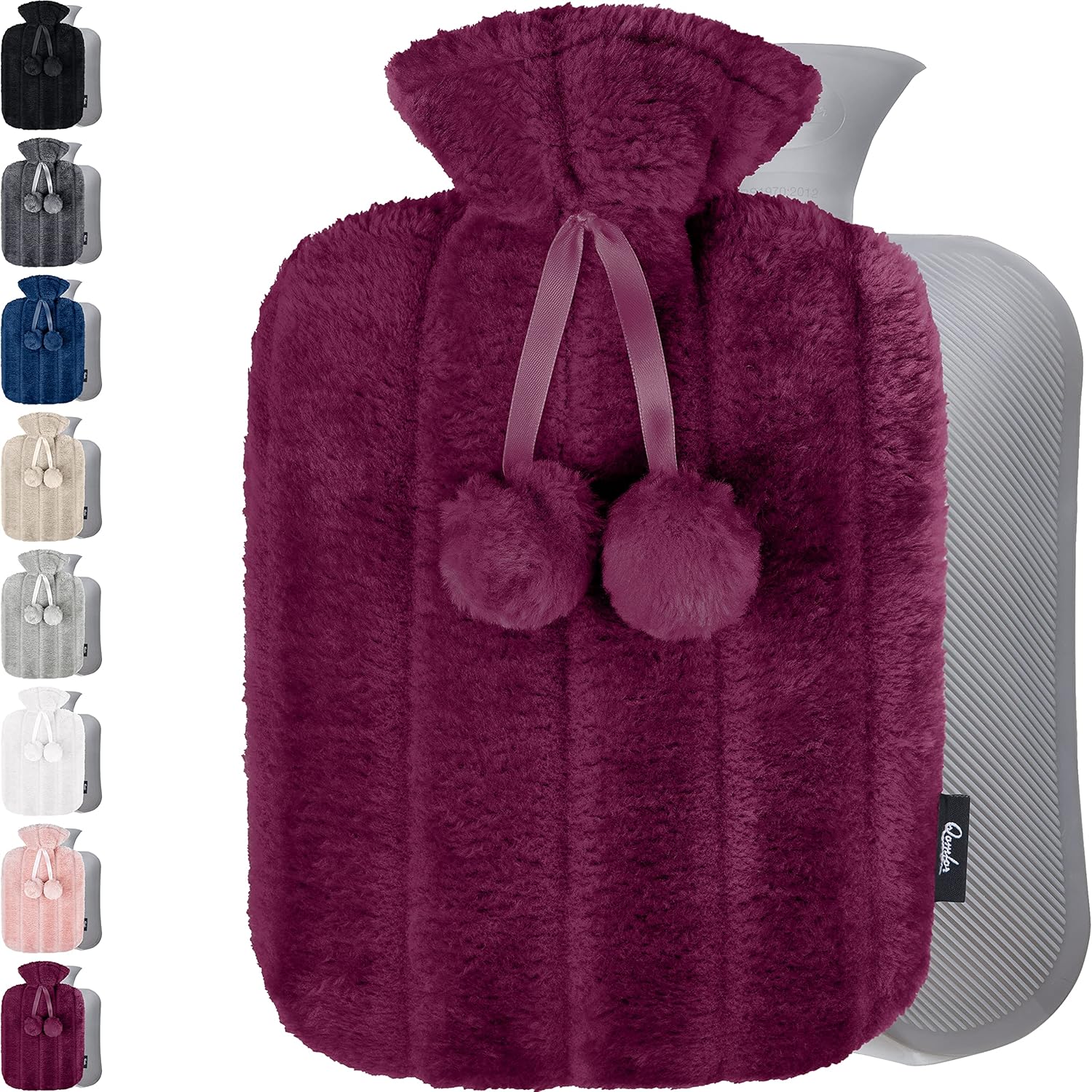 Hot Water Bottle with Soft Cover - 2L Large - Hot Water Bag for Pain Relief, Cramps, Back, Neck, Feet, Menstrual Cramps, Baby - Premium Cute Cover