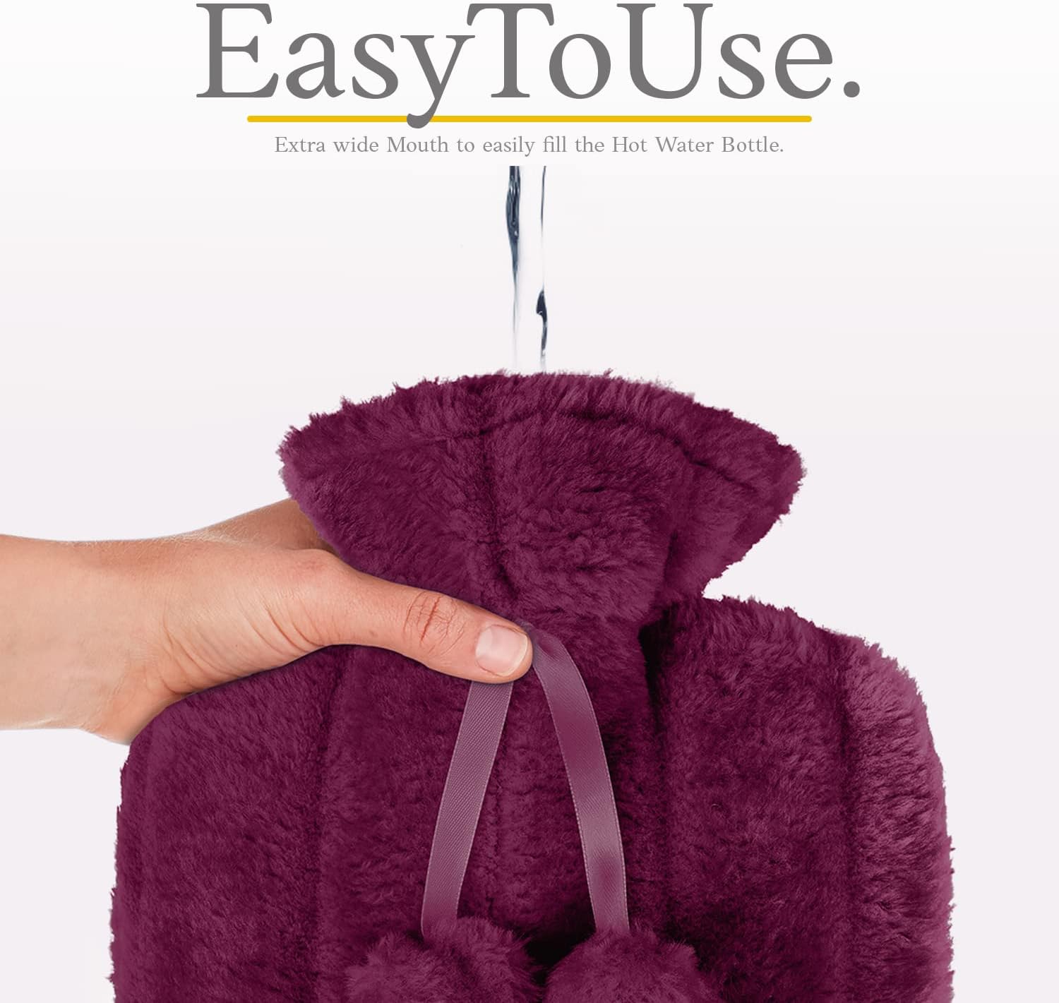 Hot Water Bottle with Soft Cover - 2L Large - Hot Water Bag for Pain Relief, Cramps, Back, Neck, Feet, Menstrual Cramps, Baby - Premium Cute Cover