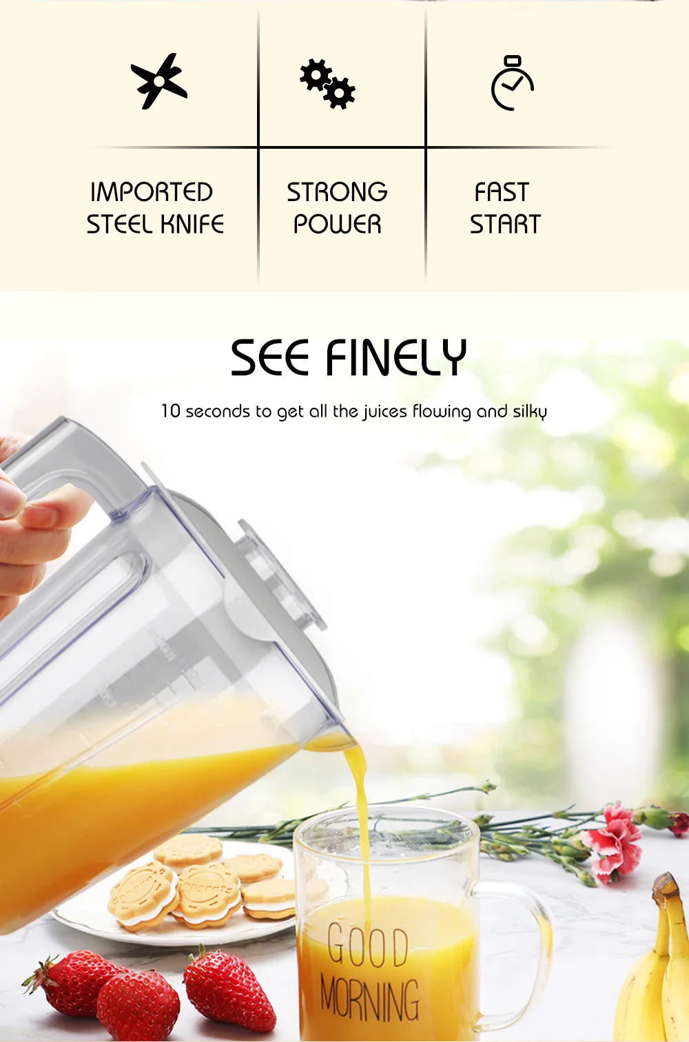 Electric Blender Ice Crusher Meat Grinder Home Commercial Smoothie Cooking Machine Soybean Milk Machine Fruit Juicer Juice Cup