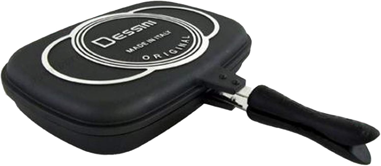 Dessini Two-Sided Double Grill Non-Stick Pressure Pan, 40cm, Black, Aluminum