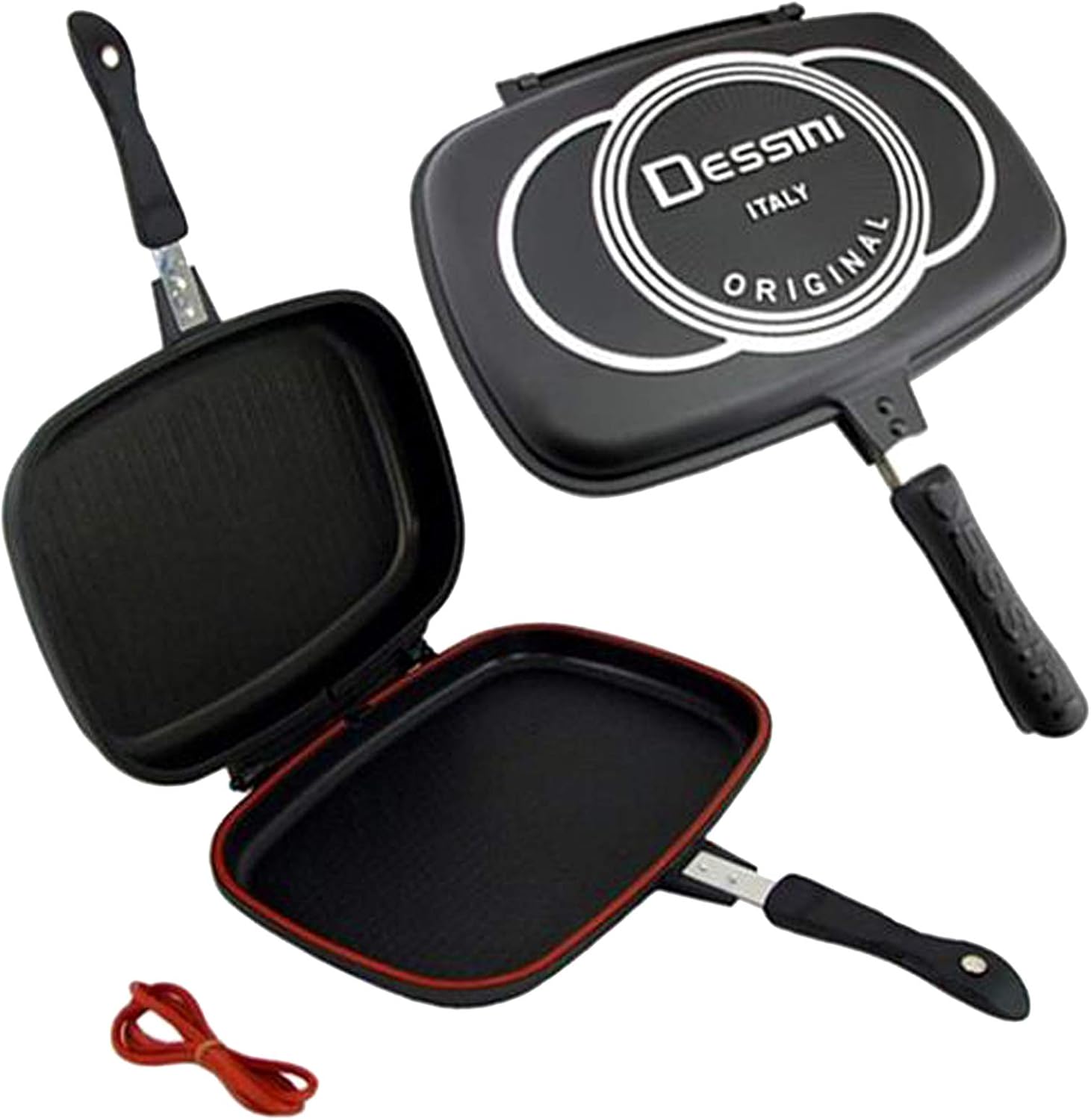Dessini Two-Sided Double Grill Non-Stick Pressure Pan, 40cm, Black, Aluminum