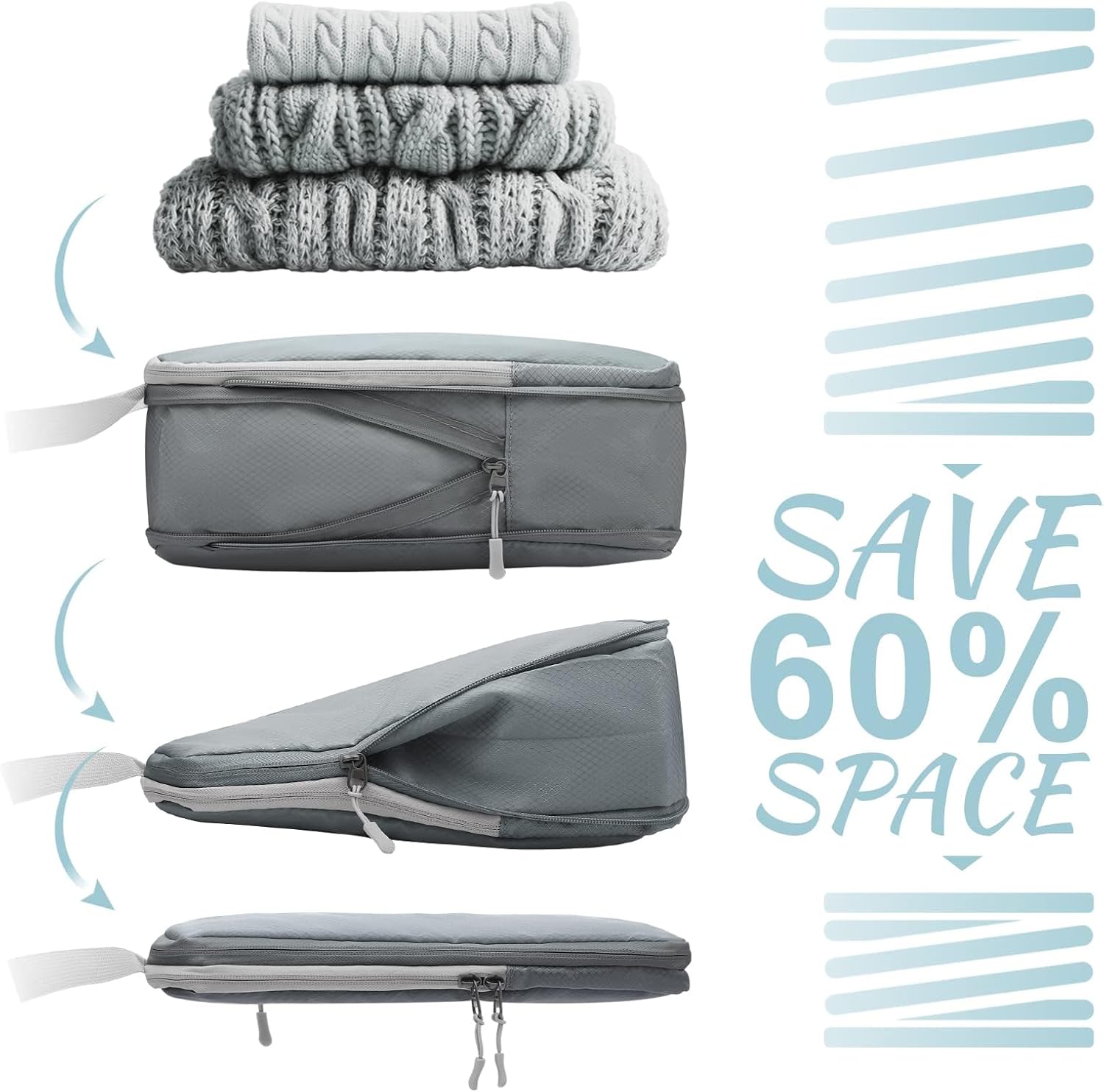 Compression Packing Cubes for Travel, Suitcases Essentials 8 Set Expandable Waterproof Travel Bags Organizer for Luggage Compression Bags Travel Essentials + Shoe Bag, Laundry Bag