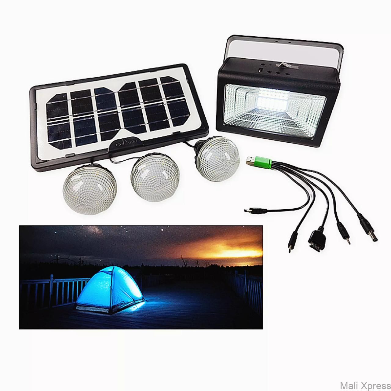 30W Solar Lighting System Cclamp CL-03 Solar Lighting Kit with 3 bulbs and 5 in 1 USB Cable Multifunctional Solar power bank