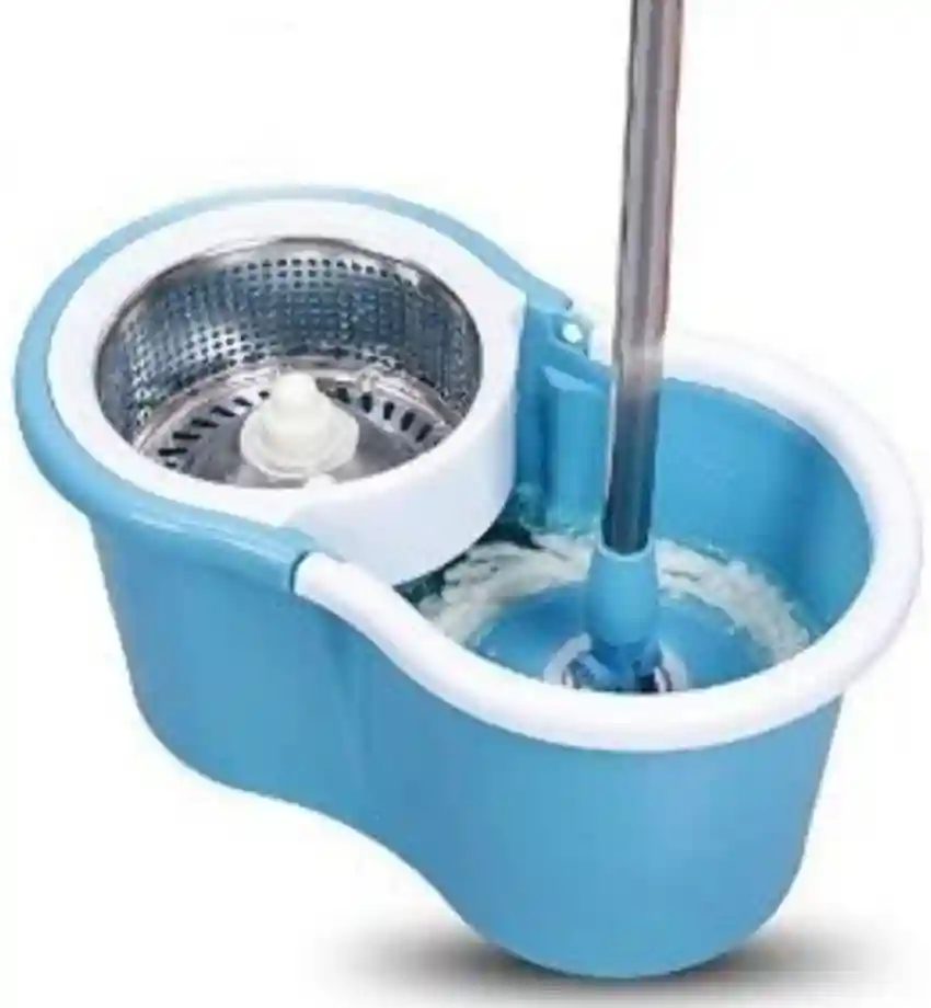 Plastic Bucket Mop With Steel Rod, Floor Wiper & Refill with Metallic spin mop