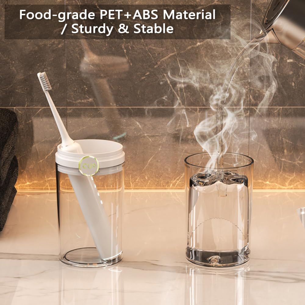 Travel Toothbrush Cup holder, Portable Travel Toothbrush Case, Toothbrush and Toothpaste Travel Kit, Toothbrush Storage Container for Traveling Bathroom Trip