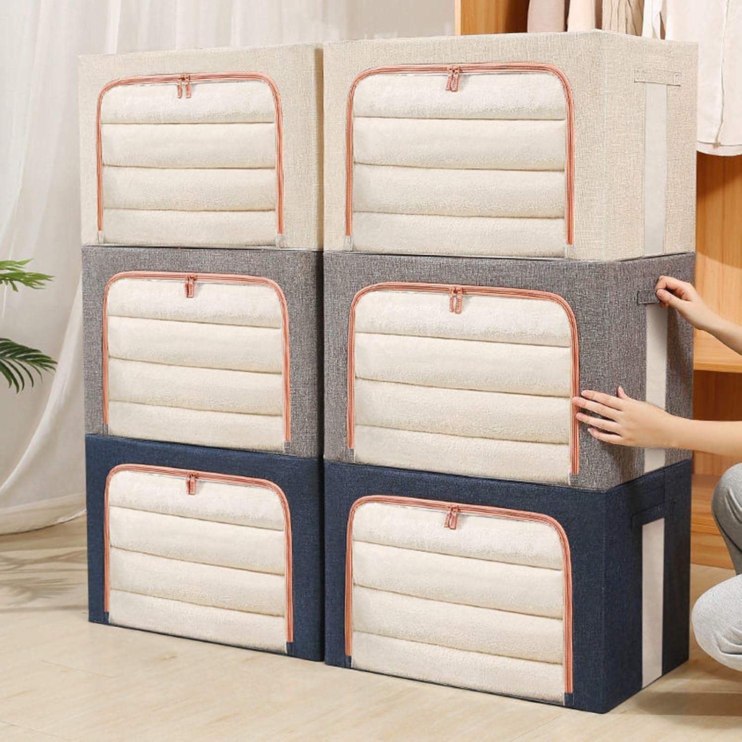 Clothes Storage Bag Organizer Waterproof Reinforced for Toys Bedding Closet