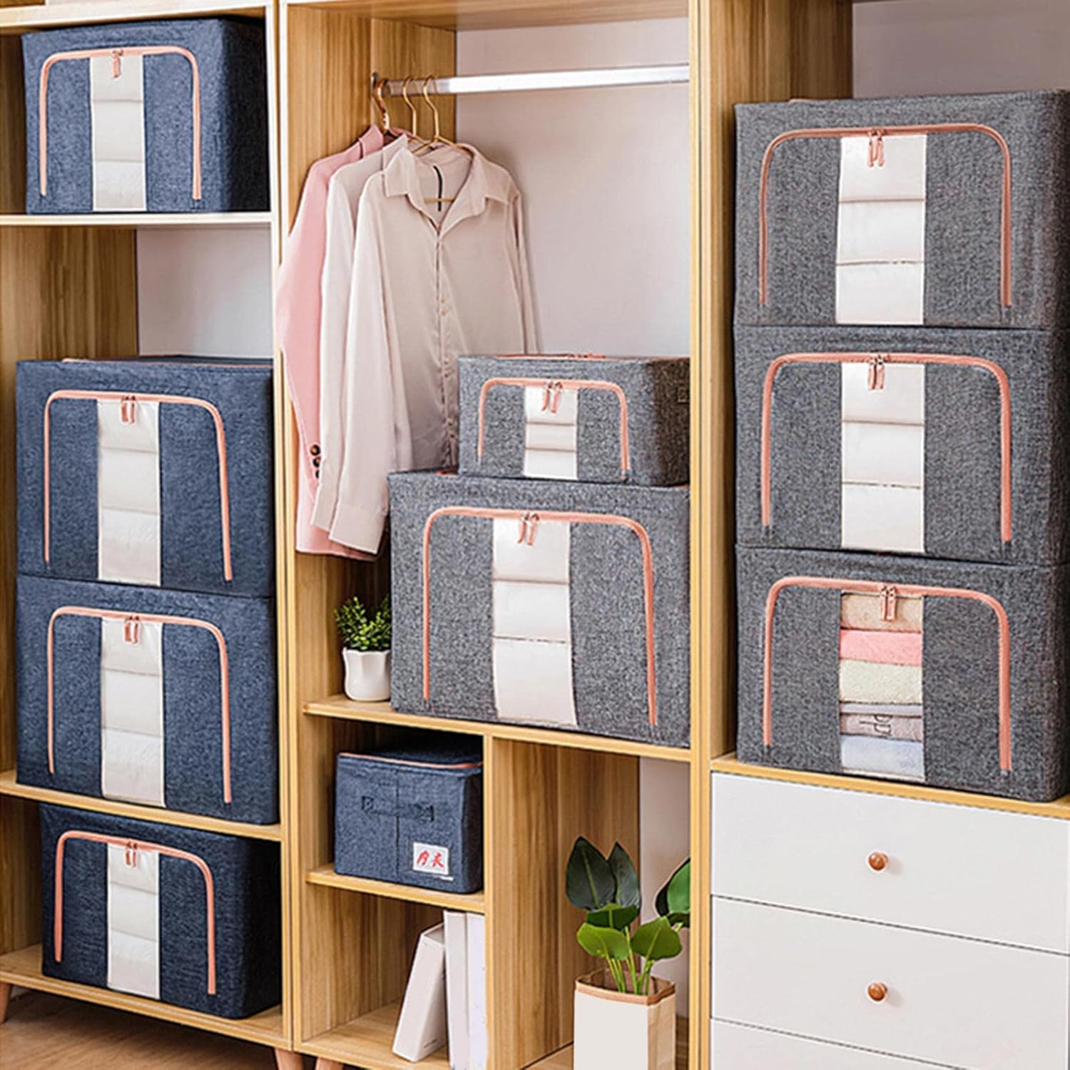 Clothes Storage Bag Organizer Waterproof Reinforced for Toys Bedding Closet