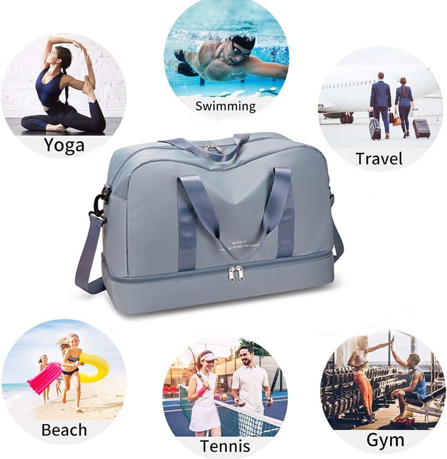 Travel Bag With Shoe Compartment, Travel Duffle for Women Sports Tote Gym Bag carry on Overnight Large Capacity for Girls Travel, Gym, Yoga, School