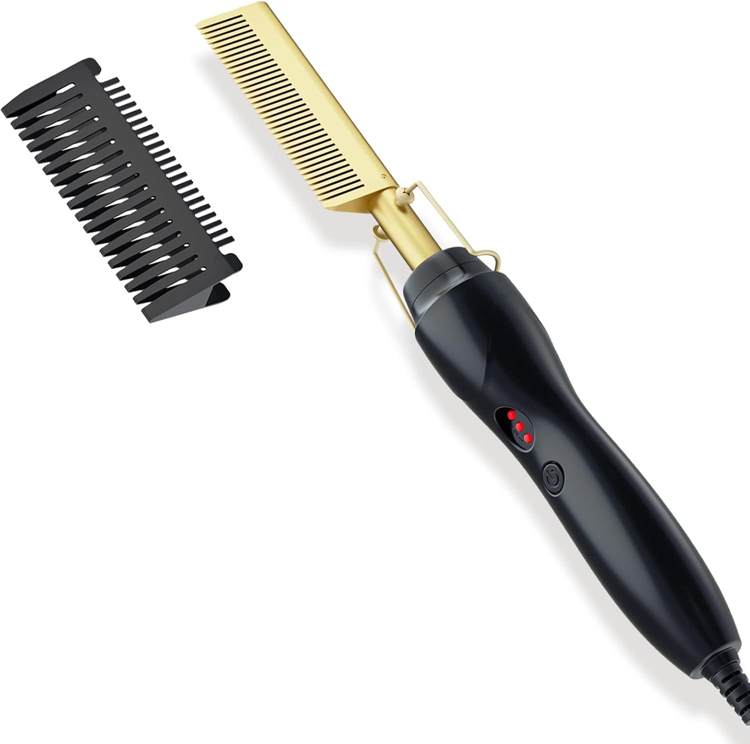 Hot Comb, Hair Straightener Electric Straightening Comb, Anti-Scald Portable Hot Comb Ceramic Beard Straightener Brush High Heat Press Comb for Wigs, Afro Hair & Beard