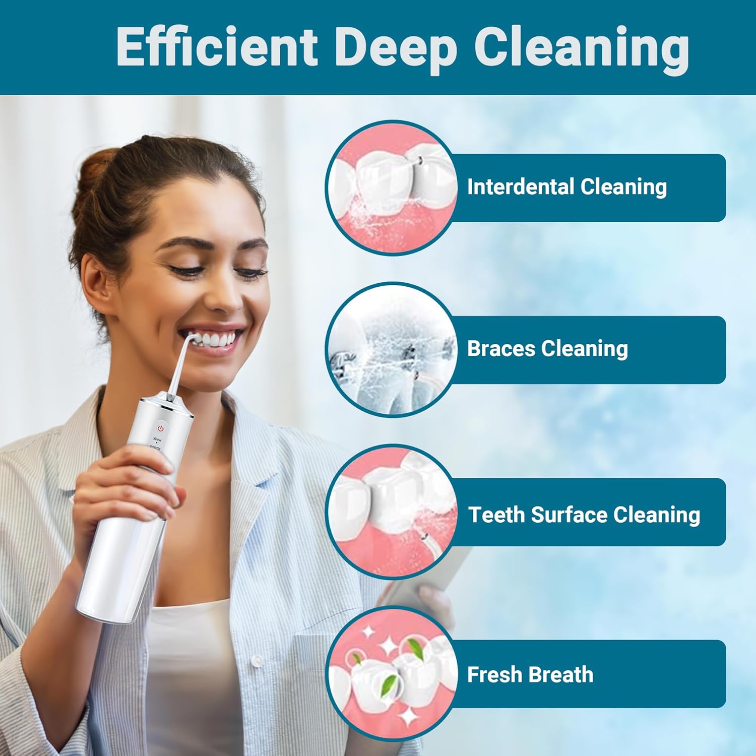 Generic Portable Dental Water Flosser Oral Irrigator USB Rechargeable Water Floss Jet Tooth Pick 4 Tips 220ml Mouth Washing Machine