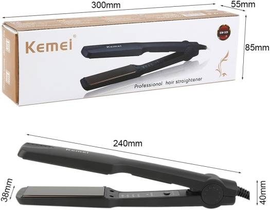 Kemei Professional Hair Straightener - Adjustable Temperature Flat Iron - Wet & Dry Use - EU Plug