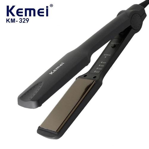 Kemei Professional Hair Straightener - Adjustable Temperature Flat Iron - Wet & Dry Use - EU Plug