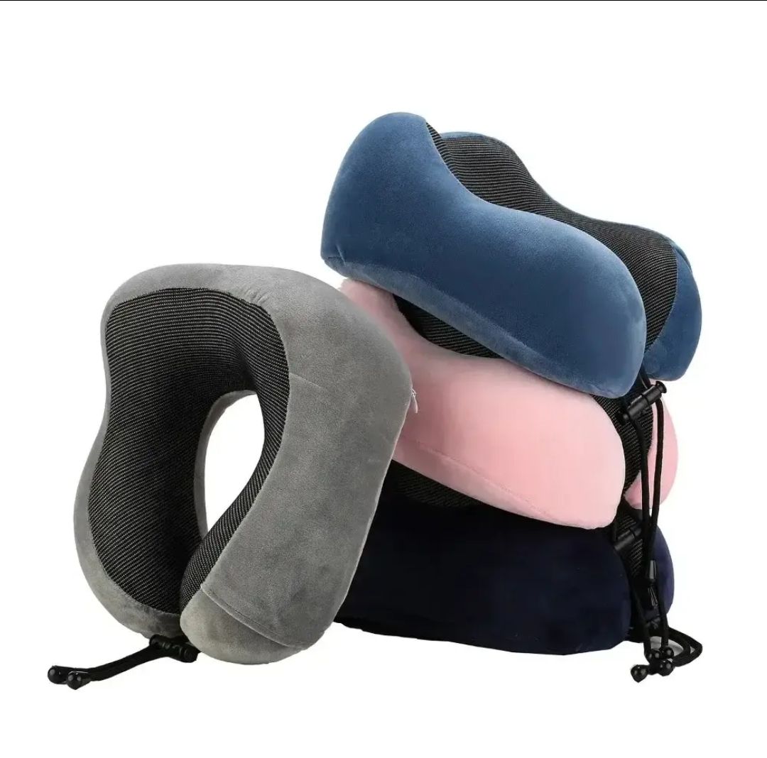 Travel Pillow 100% Pure Memory Foam Neck Pillow, Head Support Soft Pillow for Sleeping Rest Comfortable & Breathable Cover, Airplane Travel Kit Home Office Car & Home Use