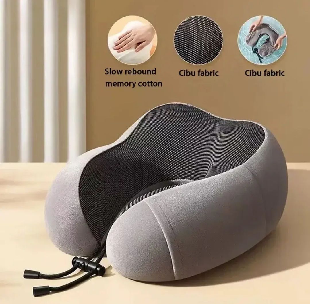 Travel Pillow 100% Pure Memory Foam Neck Pillow, Head Support Soft Pillow for Sleeping Rest Comfortable & Breathable Cover, Airplane Travel Kit Home Office Car & Home Use
