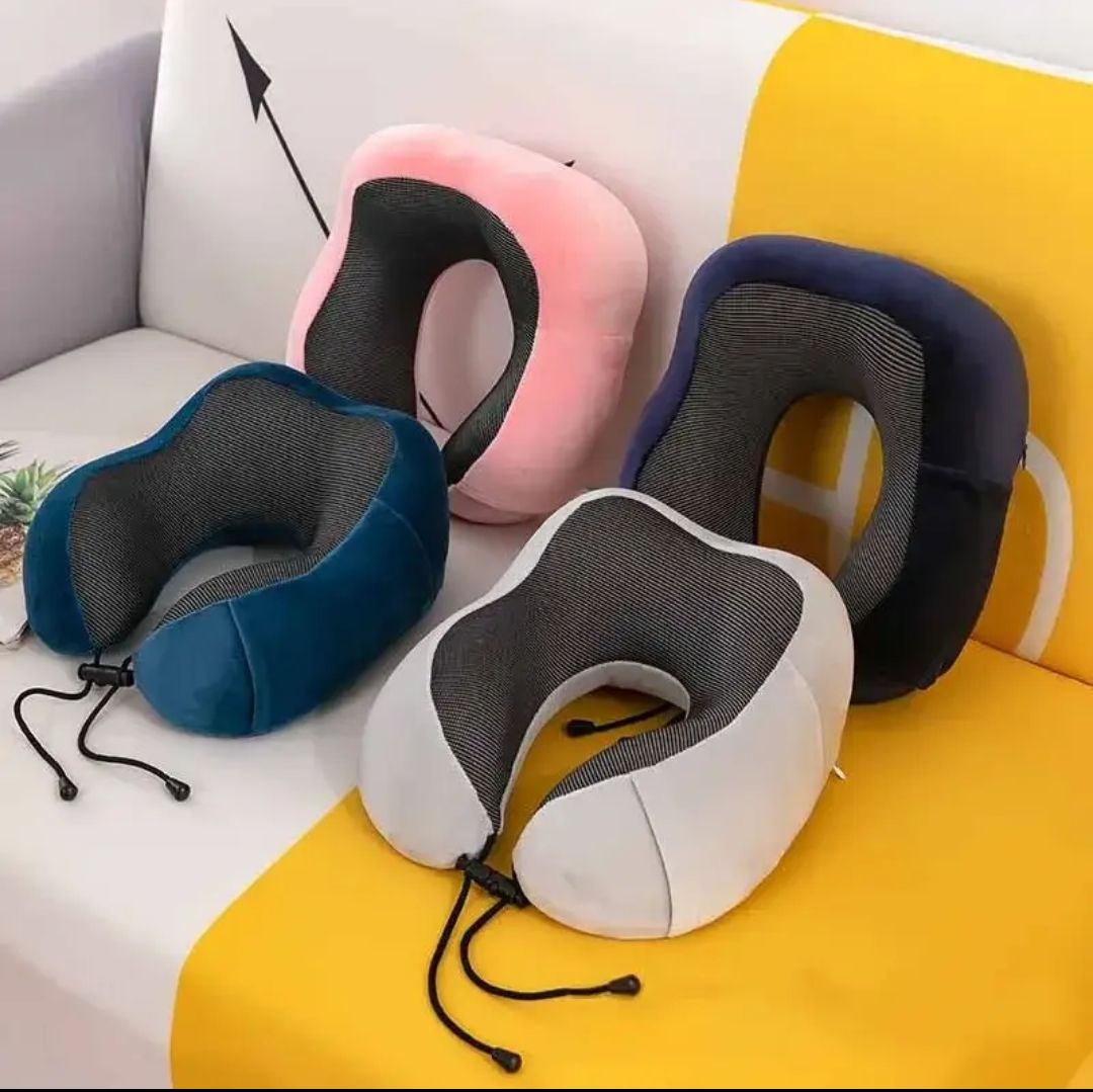 Travel Pillow 100% Pure Memory Foam Neck Pillow, Head Support Soft Pillow for Sleeping Rest Comfortable & Breathable Cover, Airplane Travel Kit Home Office Car & Home Use