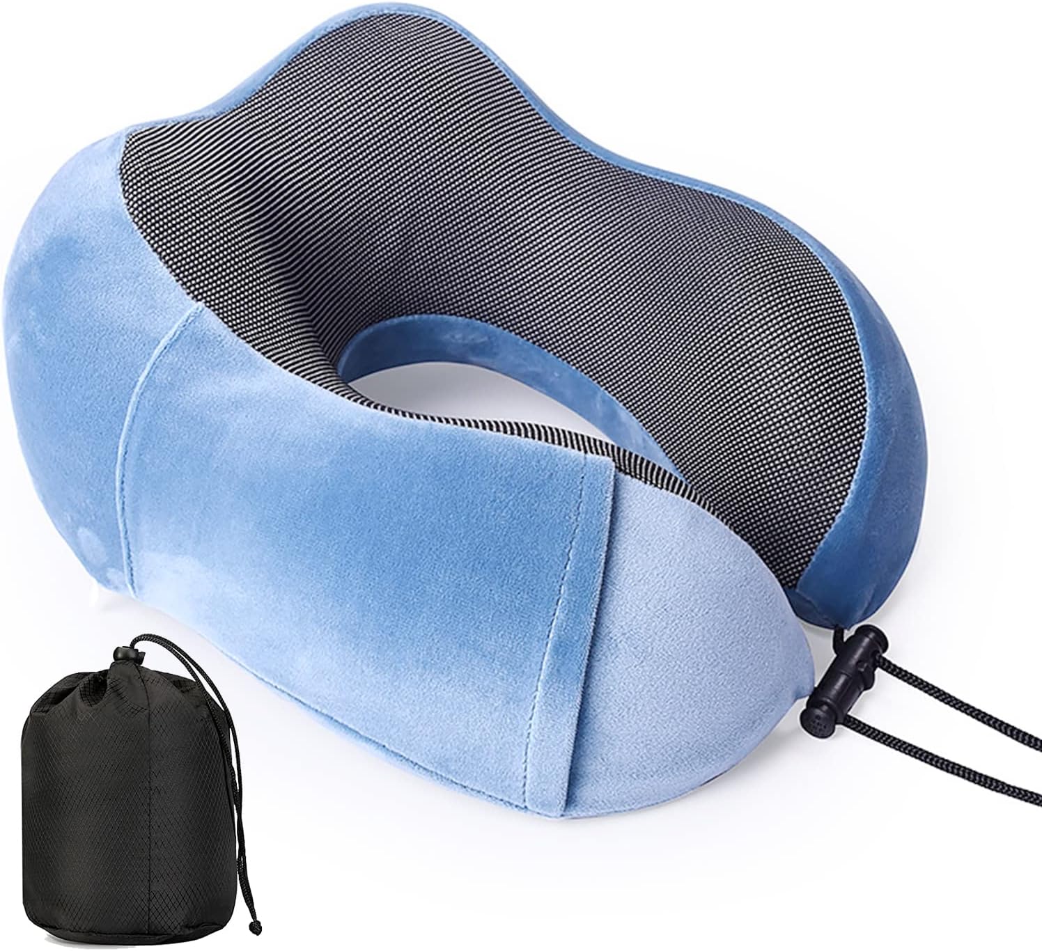 Travel Pillow 100% Pure Memory Foam Neck Pillow, Head Support Soft Pillow for Sleeping Rest Comfortable & Breathable Cover, Airplane Travel Kit Home Office Car & Home Use