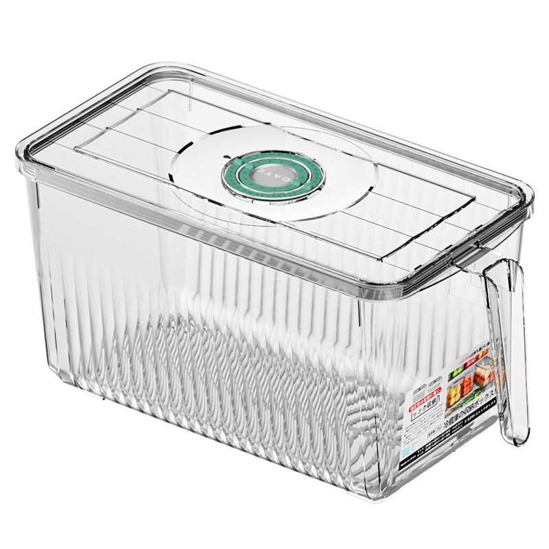 5L Refrigerator Organizer Fridge Food Storage Box with Removable Drain Tray Vegetable Fruit Case for Pantry Cabinet Freezer, Clear