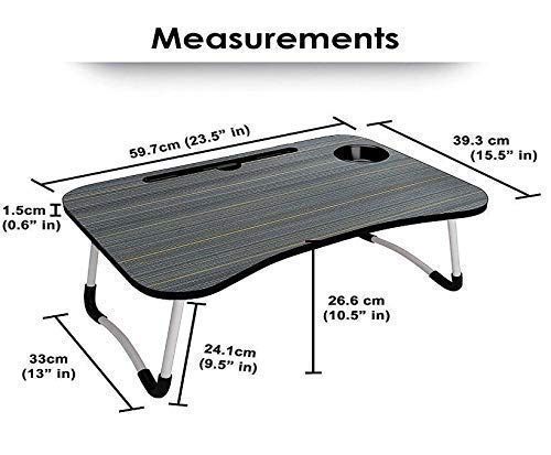 Multi-Purpose Laptop Table with Dock Stand and Coffee Cup Holder/Study Table/Bed Table/Foldable and Portable/Ergonomic & Rounded Edges/Non-Slip Legs/Engineered Wood