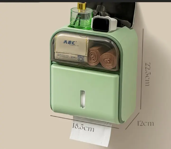 Toilet Roll Paper Holder Wall Mounted Toilet Tissue Box Roll Paper Dispenser sanitary pads storage facial wipes storage phone holder