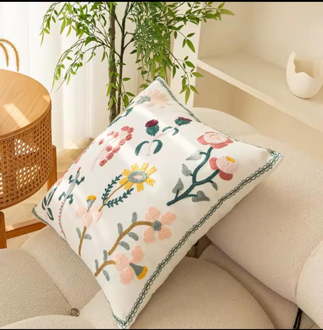 🪡 High Quality Boho chic Embroidered Patterned Floral Nature Cushion Covers🌻🌷🍃throw pillow cases embroidery to detail cases