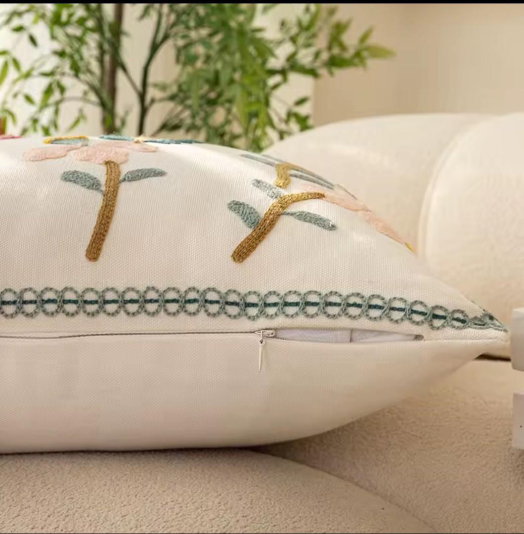 🪡 High Quality Boho chic Embroidered Patterned Floral Nature Cushion Covers🌻🌷🍃throw pillow cases embroidery to detail cases