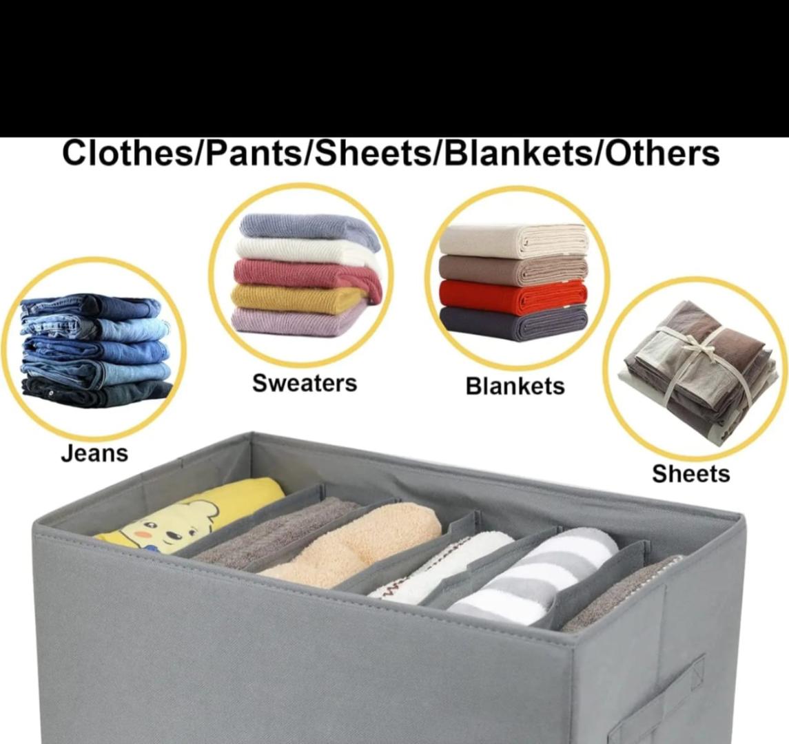 7-Grid Foldable Large Capacity Clothes Storage Organizer with Handles – 30×42×22cm | Wardrobe & Shelf Box